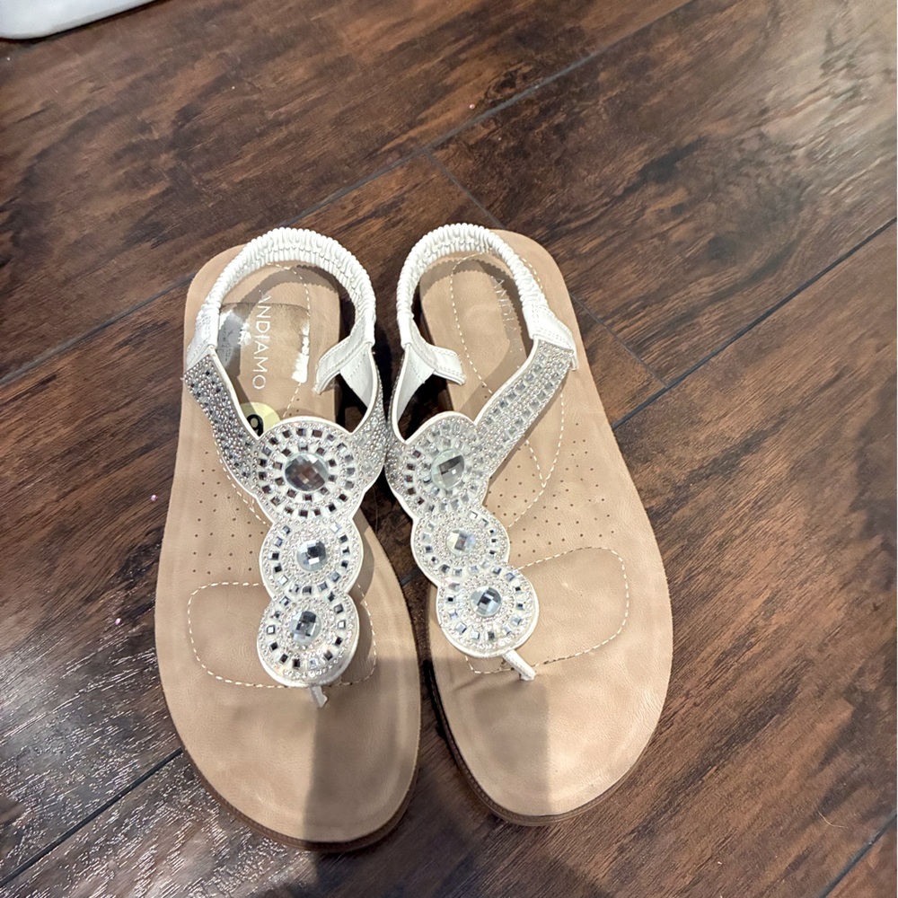 White, rhinestone sandals